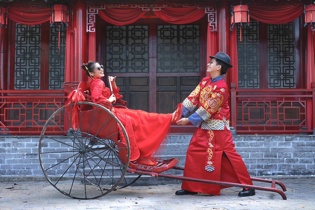Ảnh cưới cổ trang Trung Quốc- Phim trường Alibaba đẹp đúng chất China